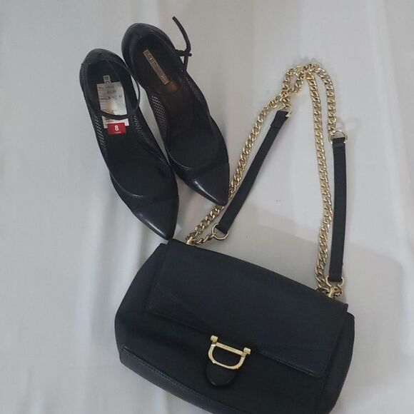 BCBG Black Mesh Pumps with Ankle Strap- Cynthia - Picture 5 of 9